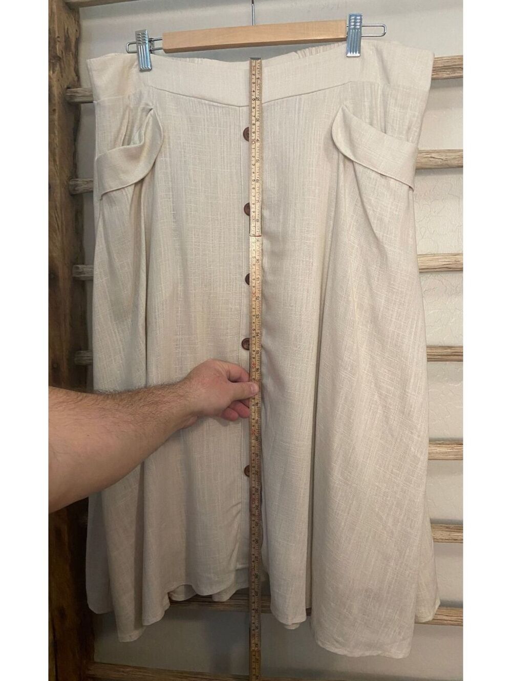 Torrid Natural Midi Linen Button Up Skirt 1X 14-16 - Picture 8 of 9